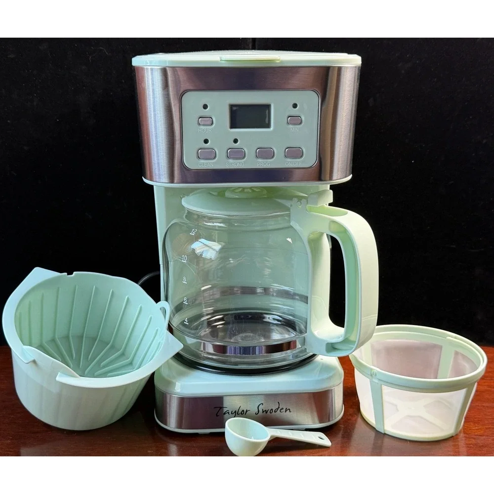 Taylor Swoden Lydia: 12 Cup Programmable Coffee Maker, Mint Green NEW, WORKS